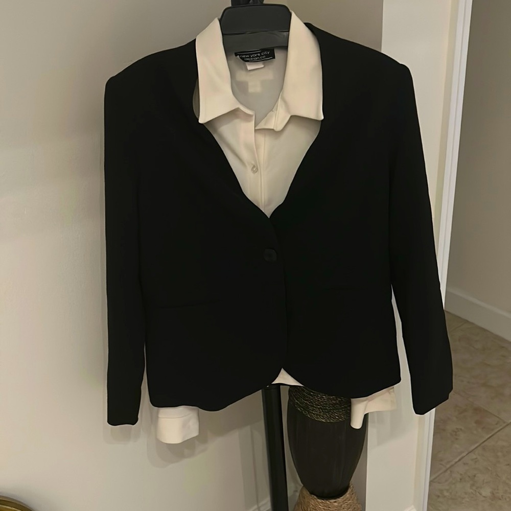 Coldwater creek blazer, paired with a long sleeve cream blouse, work,church tea